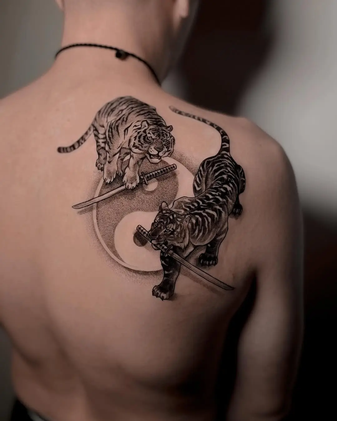 Dynamic Tiger Yin Yang Tattoo Design