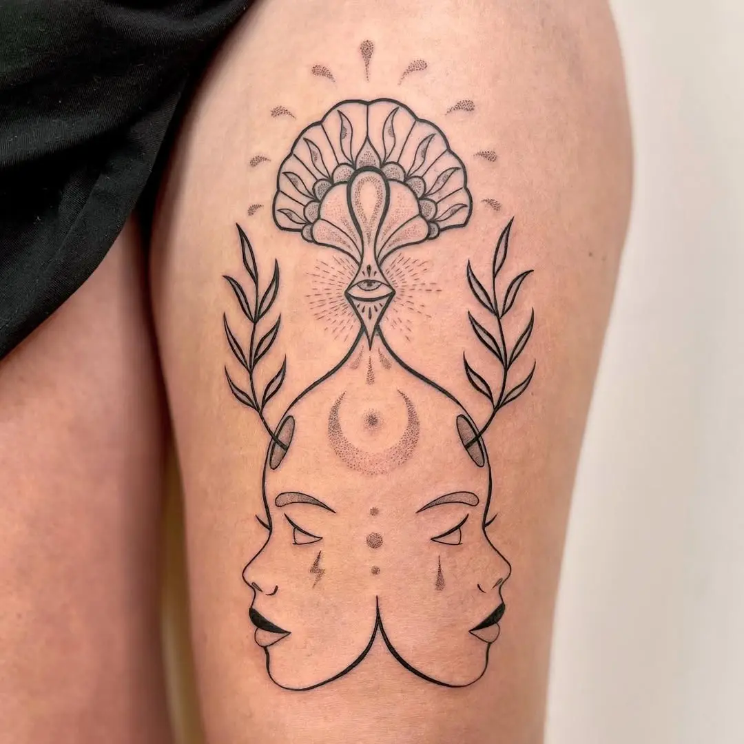 Symbolic duality in a stunning tattoo design