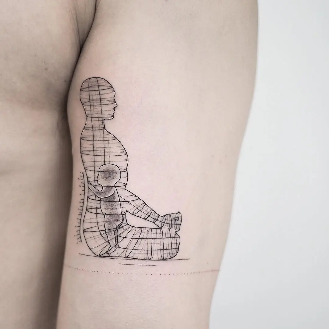 Stunning yoga-inspired tattoo with intricate details