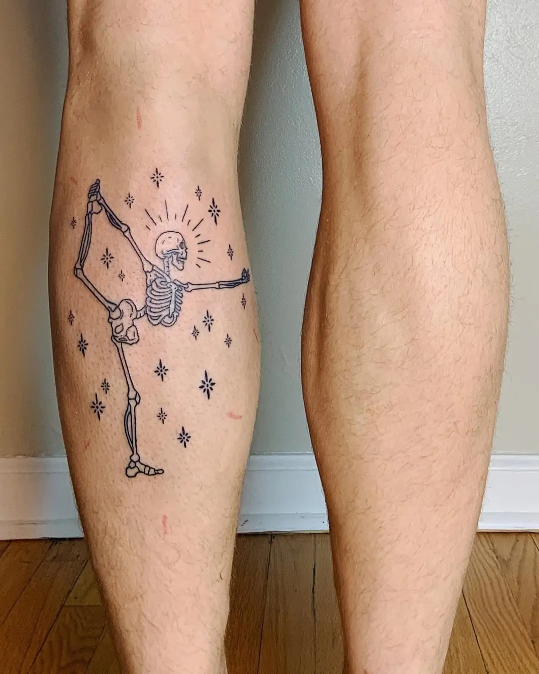 Unique skeleton yoga tattoo for artistic expression