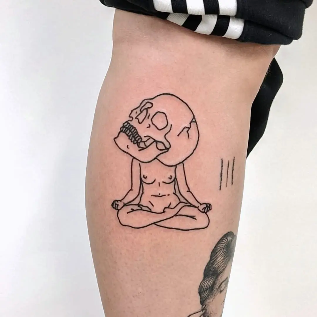 Intriguing skull-themed yoga tattoo design