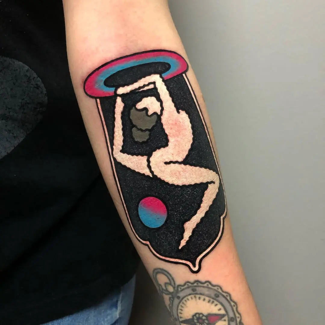 Stylish yoga-inspired tattoo celebrating movement.