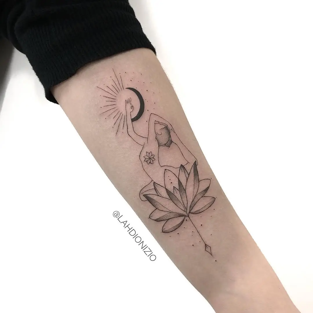 Elegant yoga design with lotus and moon