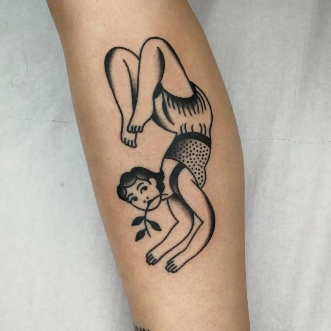 Playful yoga character in a unique pose