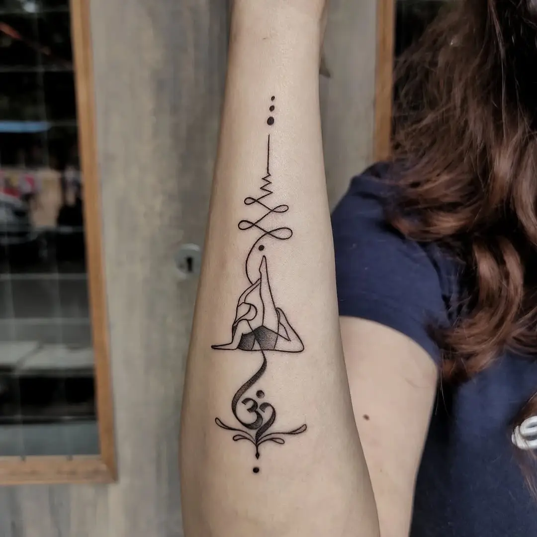 Elegant Yoga Pose Tattoo Design on Arm