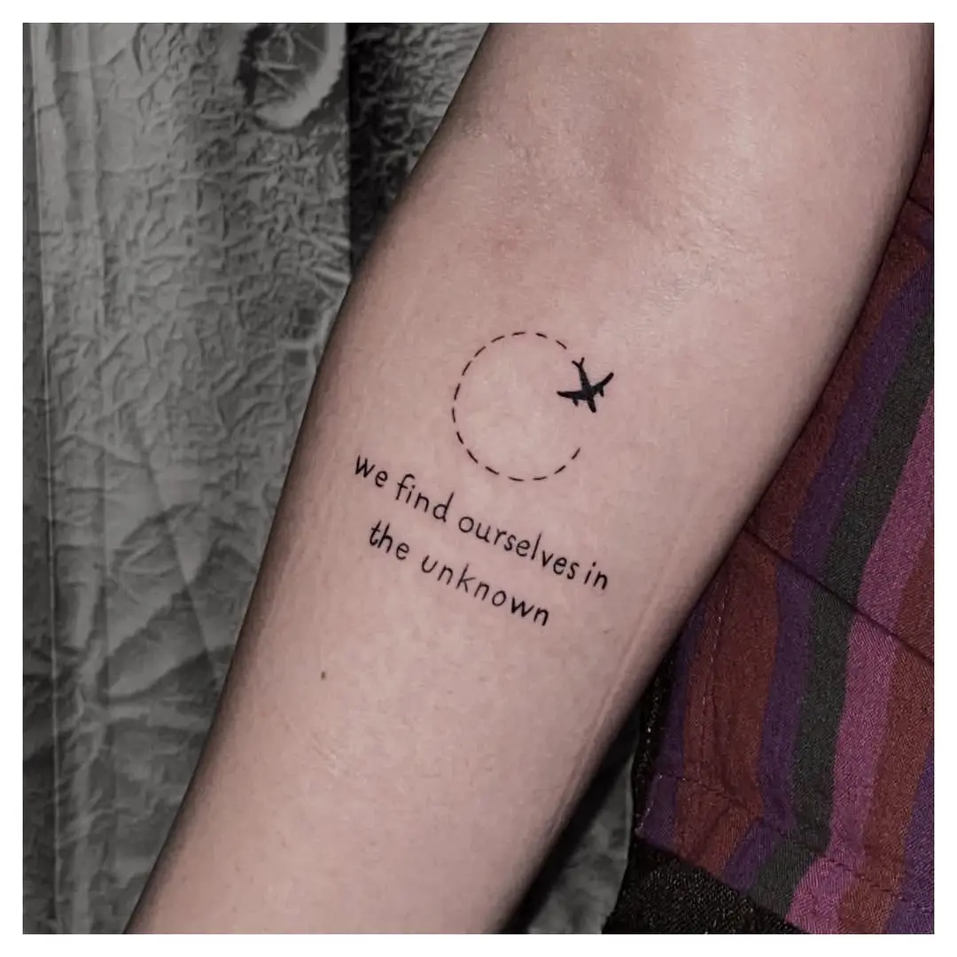 Inspirational airplane tattoo with meaningful quote
