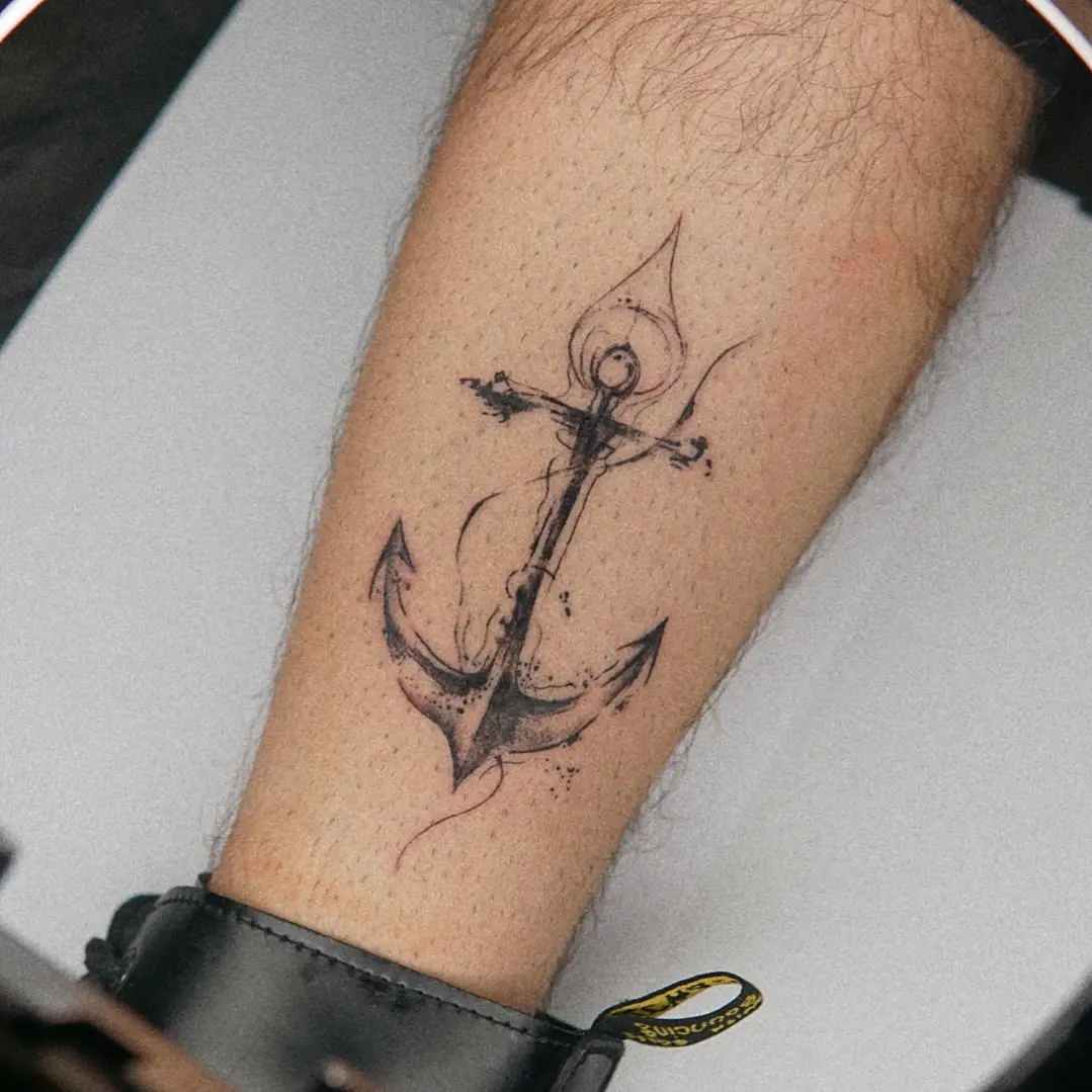 Stylish anchor tattoo with intricate details