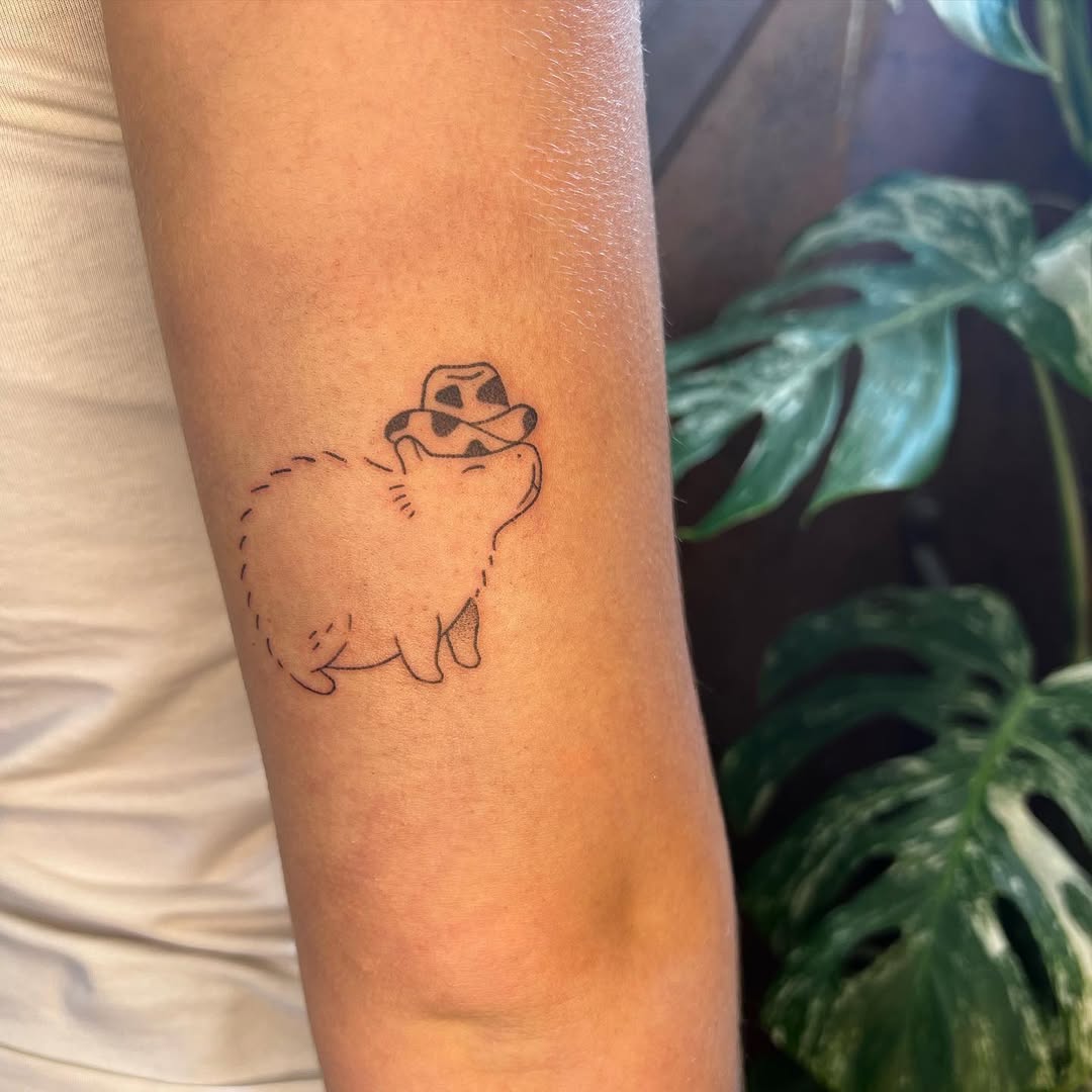 Adorable Capybara Tattoo with a Cowboy Hat