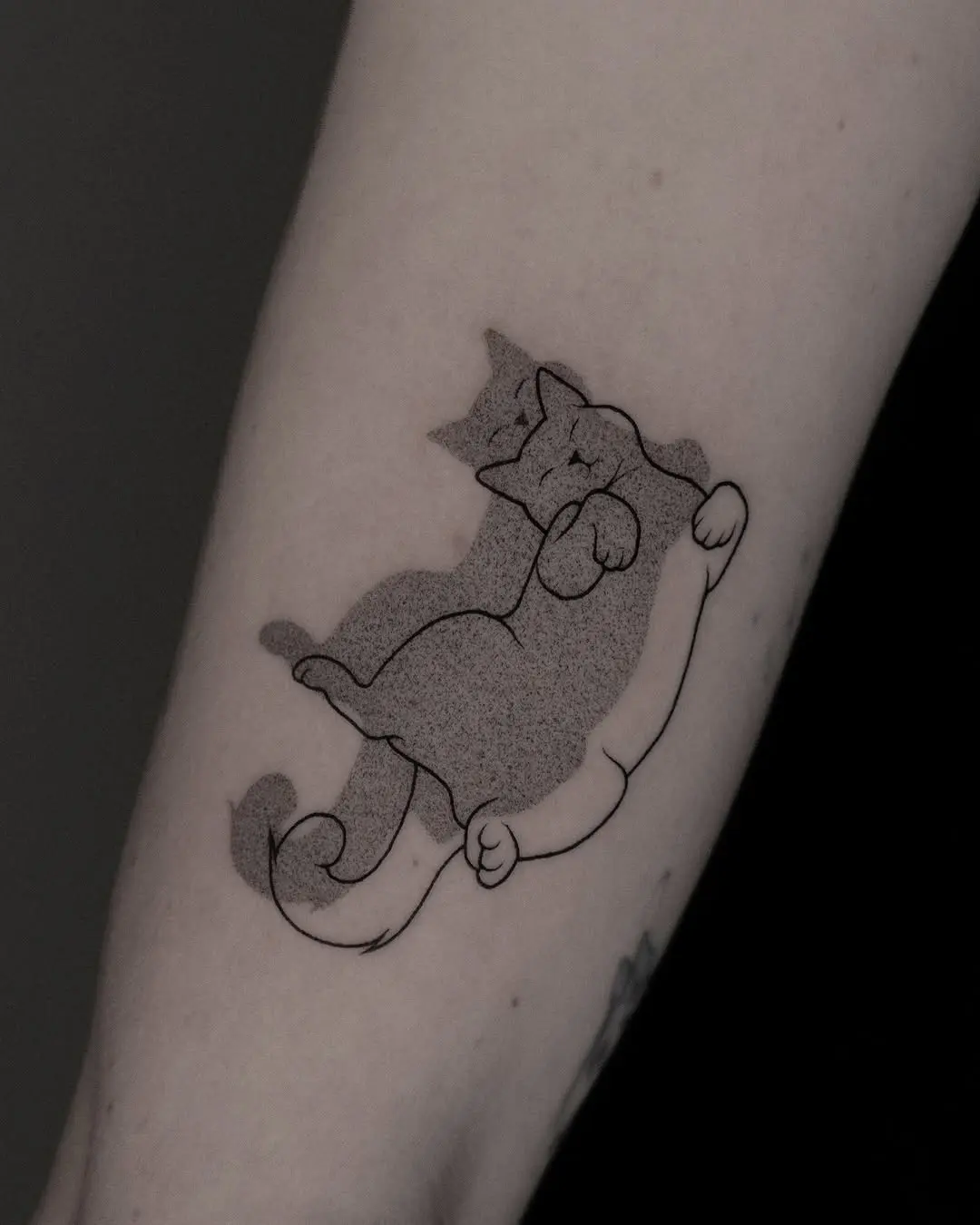 Whimsical Cat Tattoo for Animal Lovers