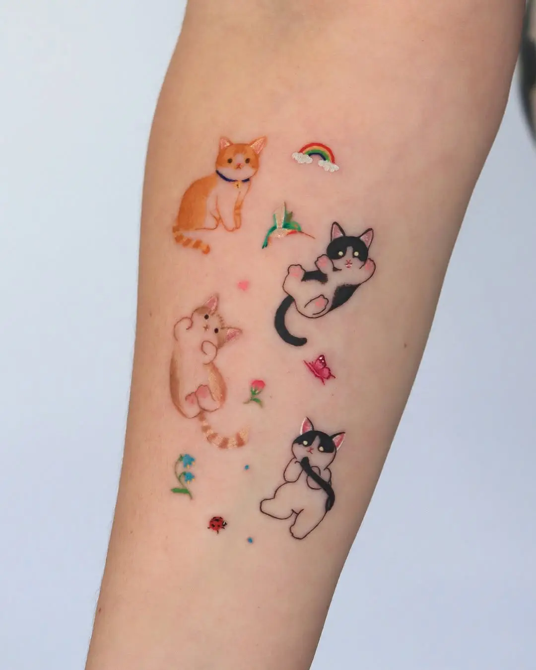 Charming cats in vibrant ink expressions