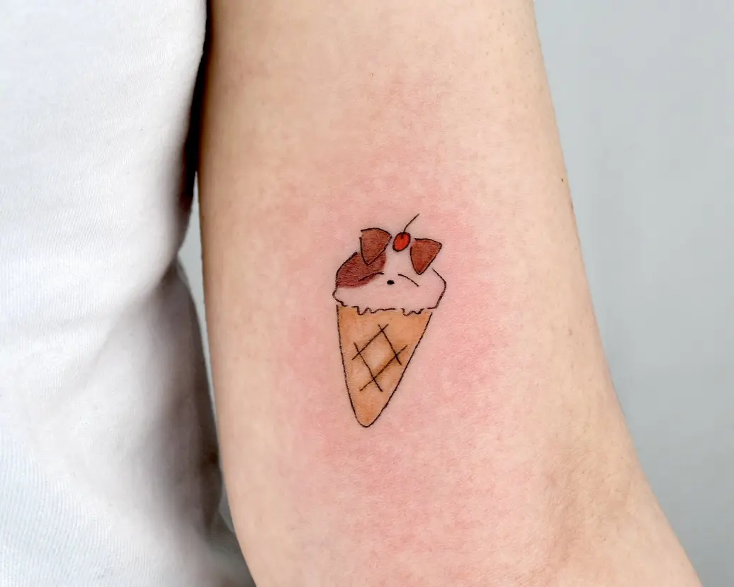 Charming Ice Cream Cone Tattoo Design