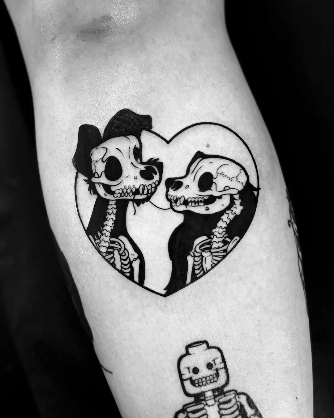 Charming Disney skeleton couple tattoo