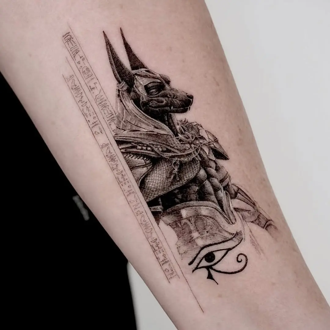 Intricate Egyptian Anubis Tattoo Design