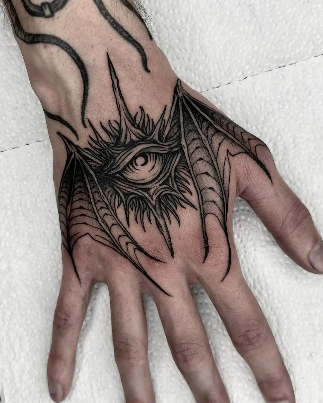 Intricate Eye Tattoo on Hand Design