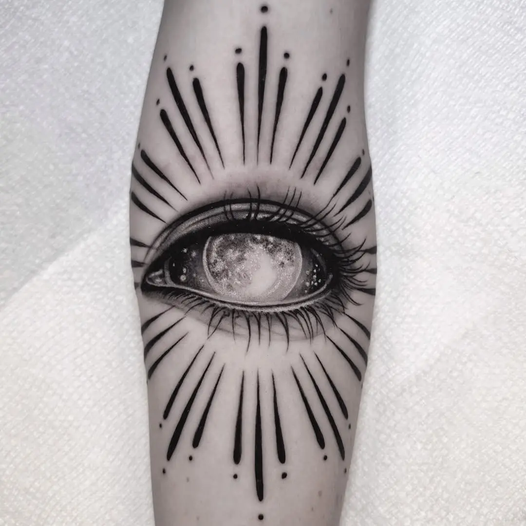 Celestial Eye Tattoo Radiating Mystical Energy