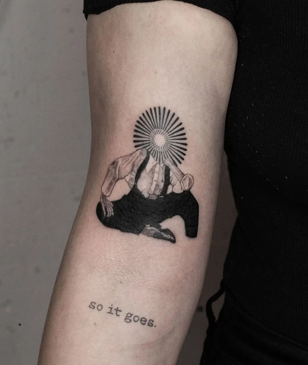 Unique tattoo blending surrealism and joy