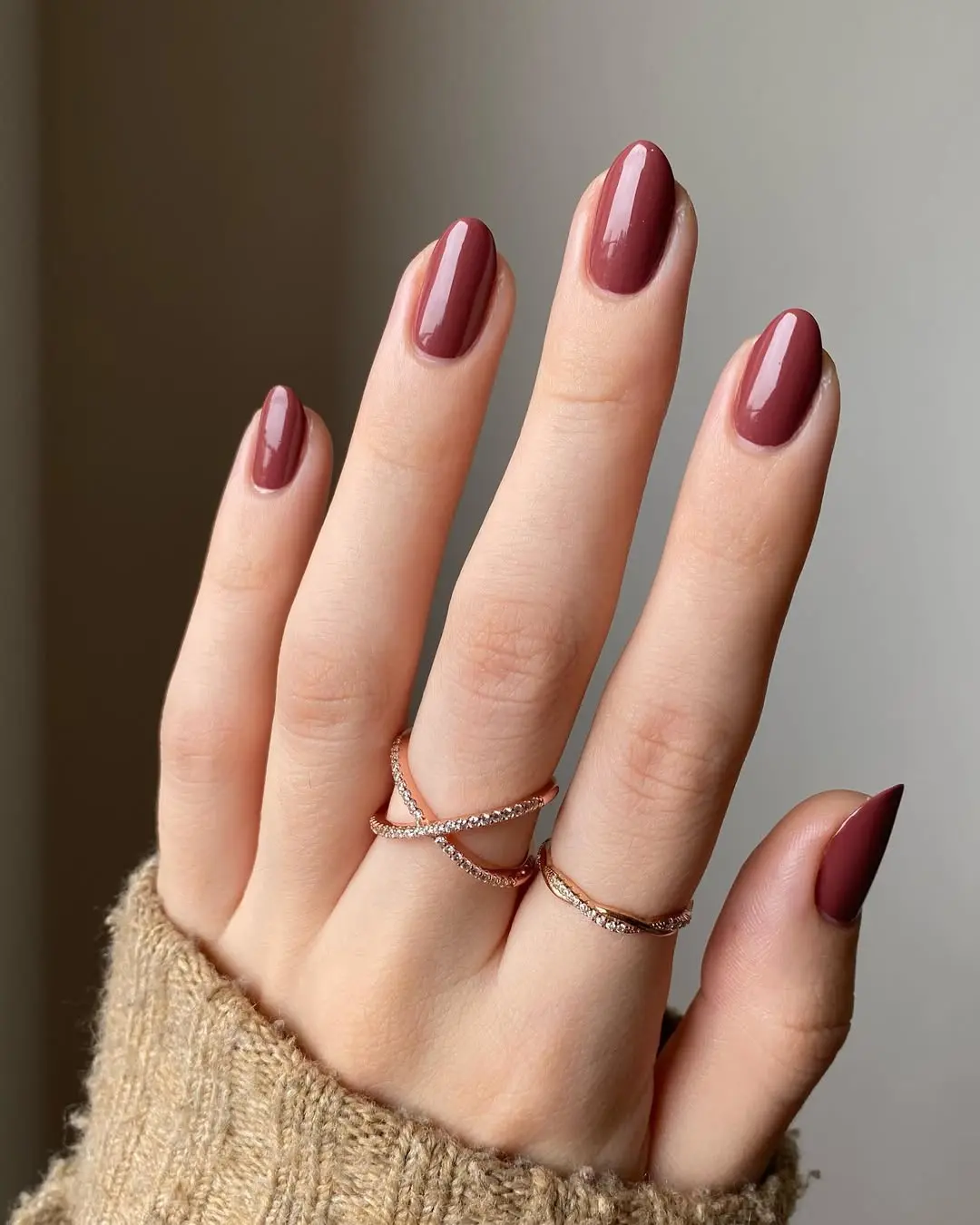 Chic mauve nails with a cozy vibe
