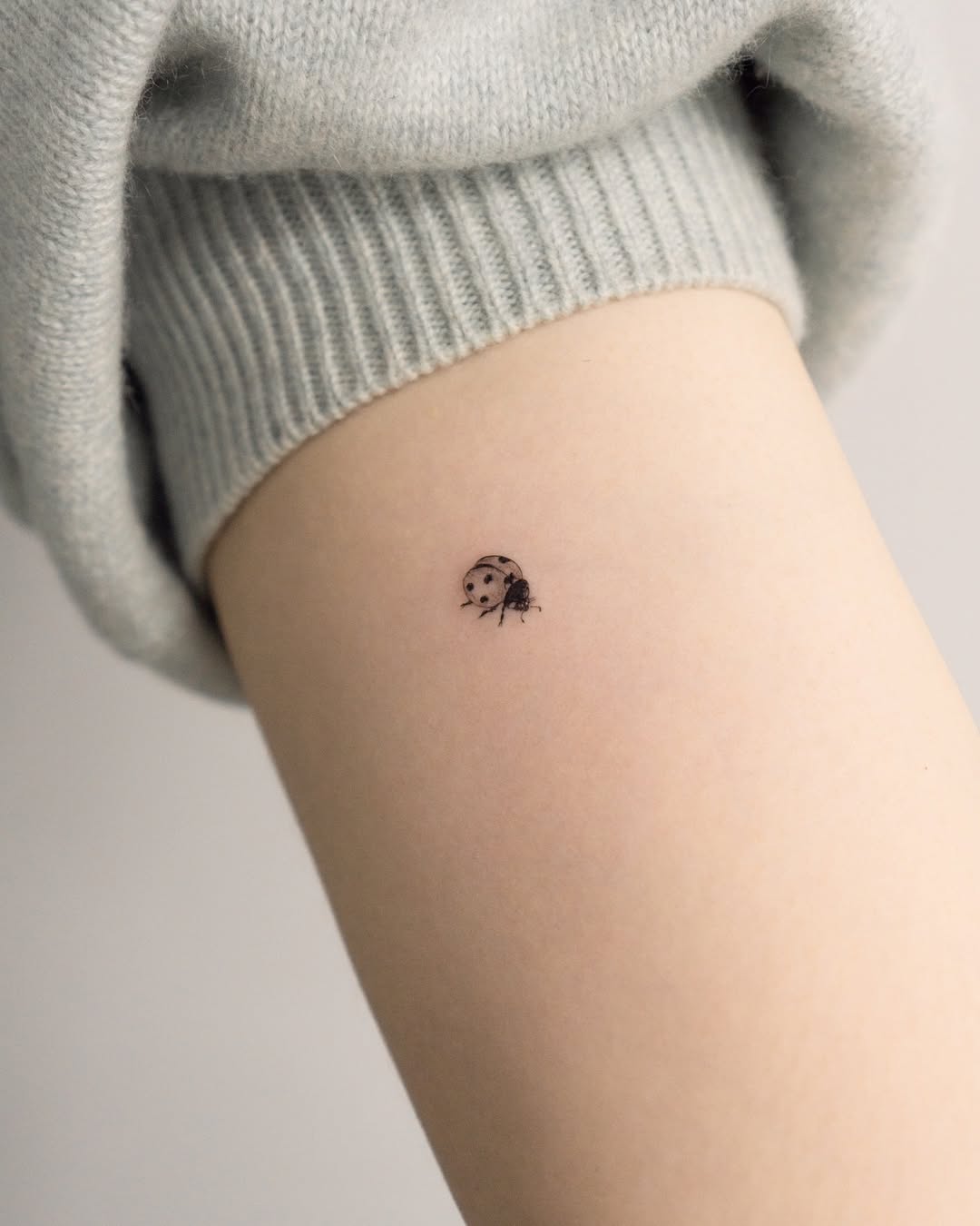 Charming minimalist ladybug tattoo design
