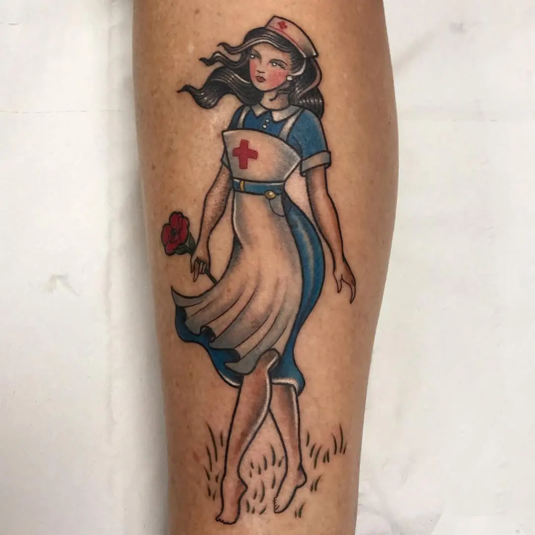Classic Nurse Tattoo with a Touch of Beauty
