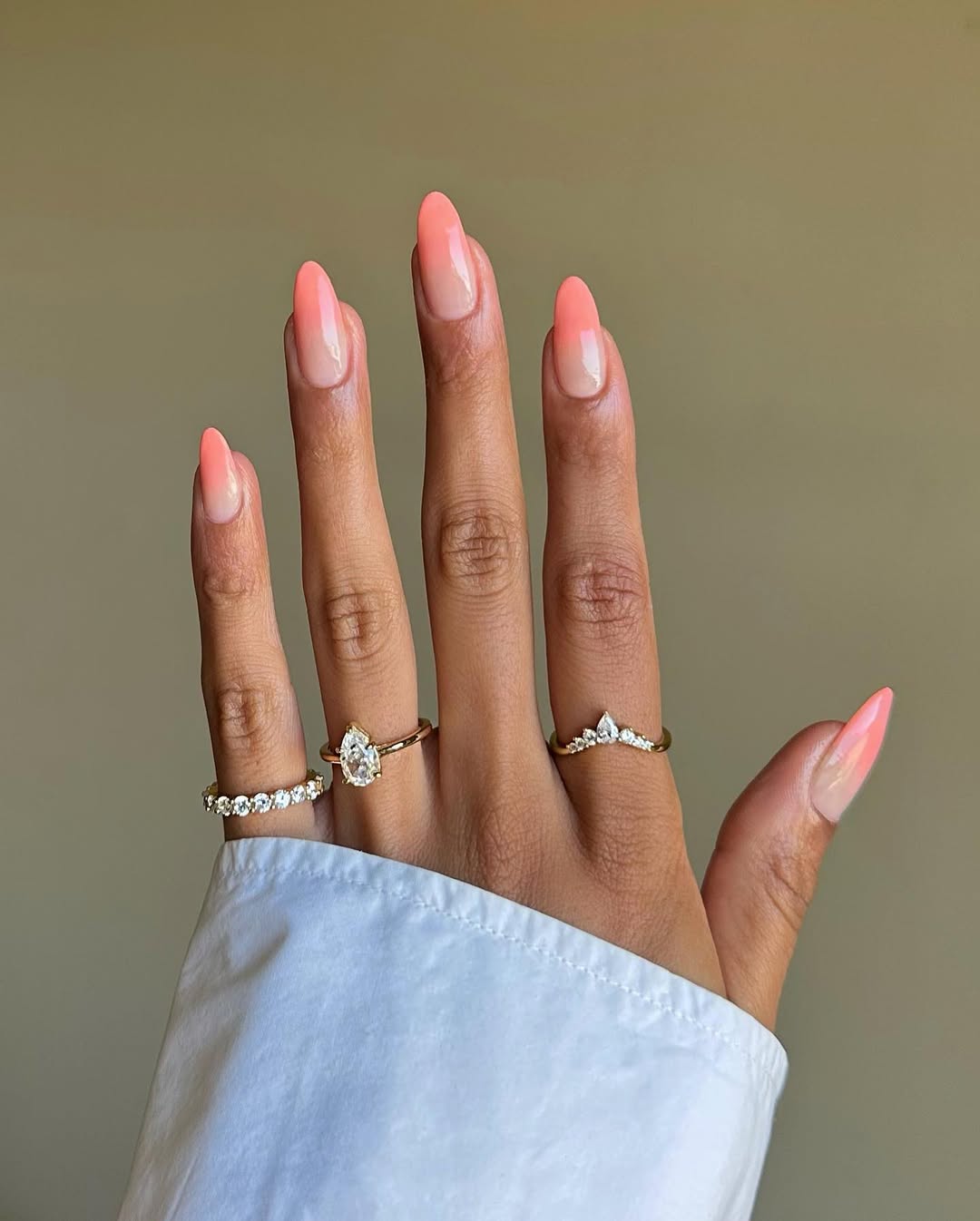 Elegant peach nails with a glossy finish