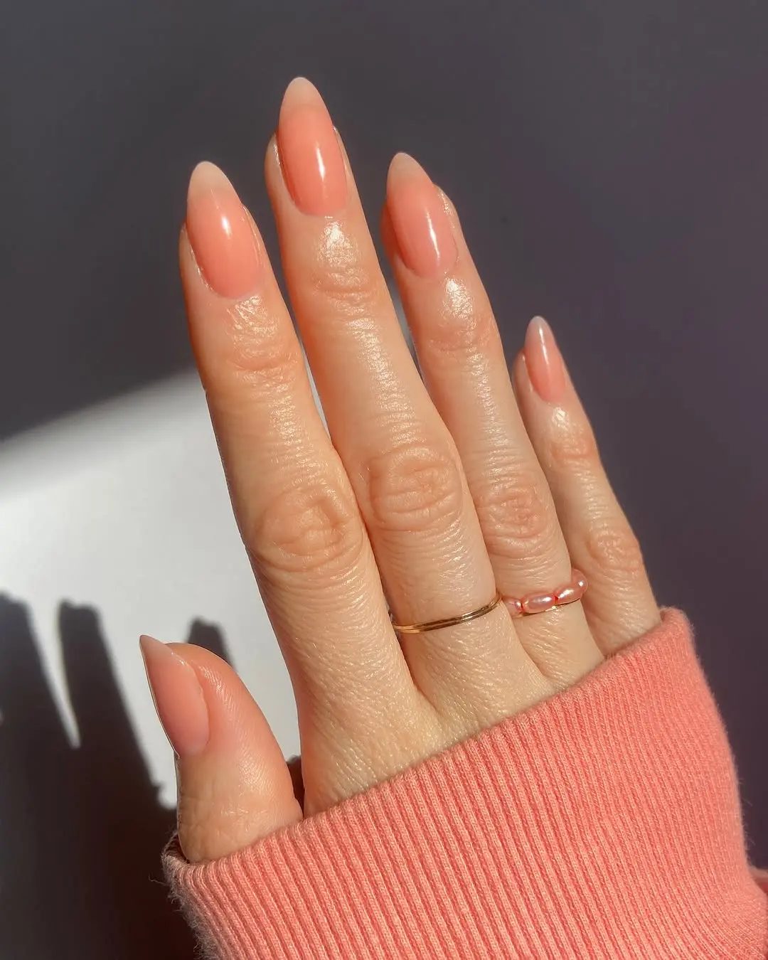 Stylish Peach Nails with Glossy Finish