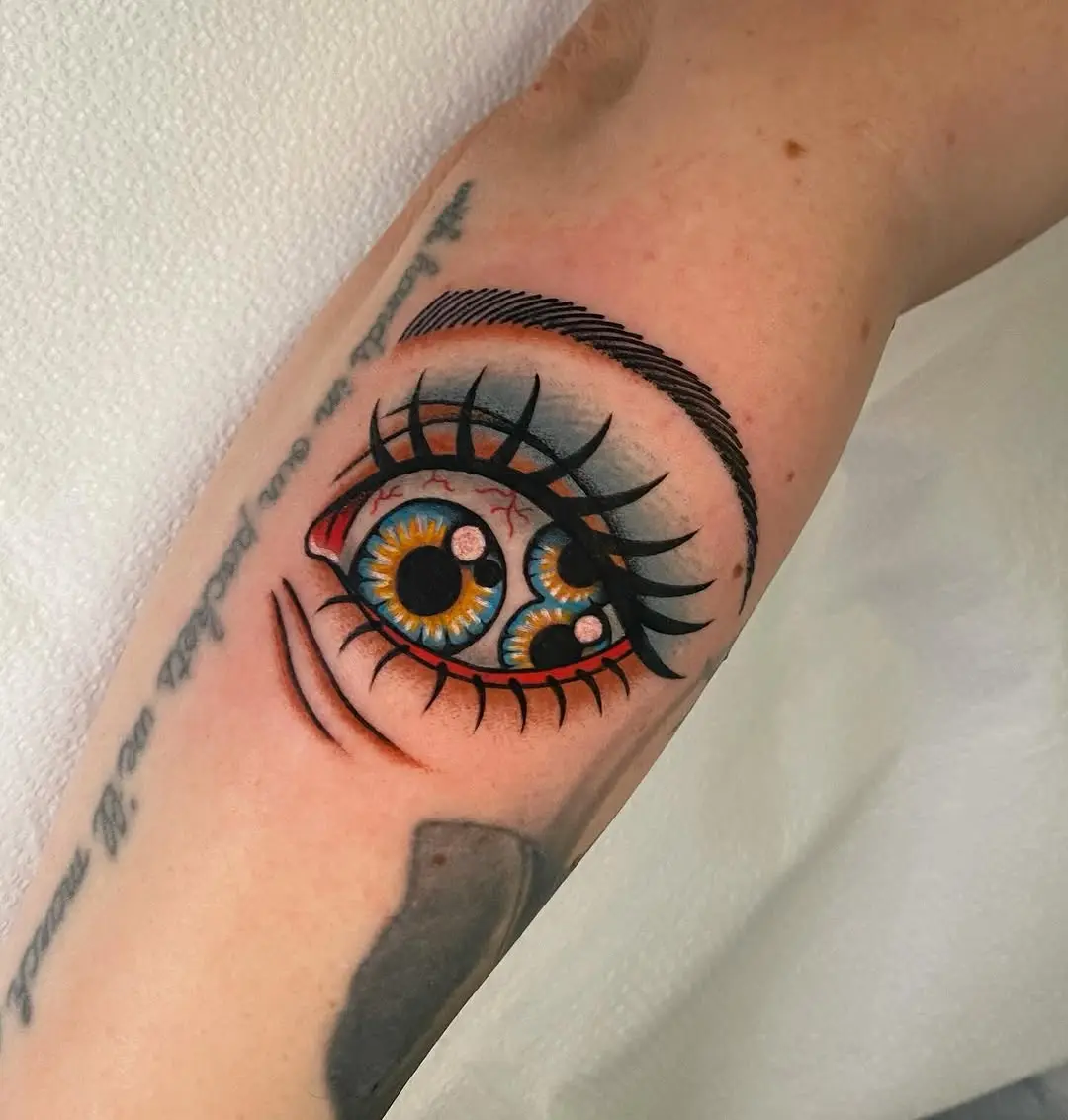 Stunning Vibrant Eye Tattoo with Unique Detail