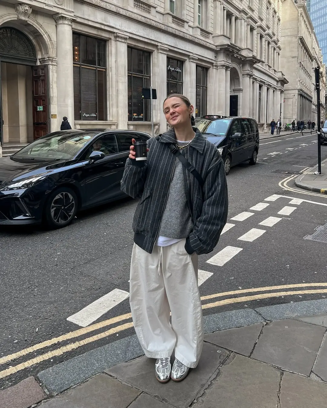 Casual Street Style with White Pants