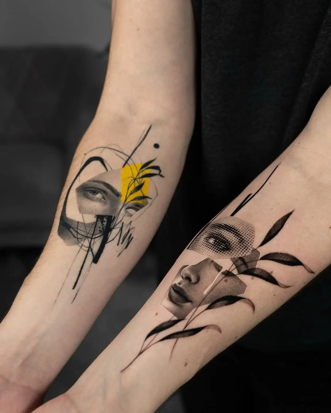 Modern artistic abstract tattoo with intricate designs