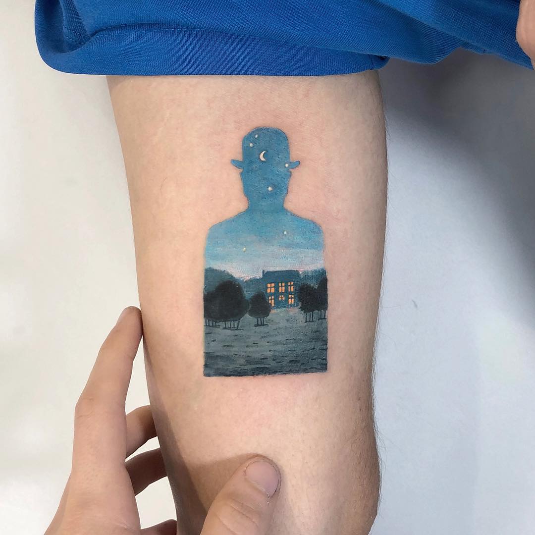 Stunning outdoor scene within a silhouette tattoo