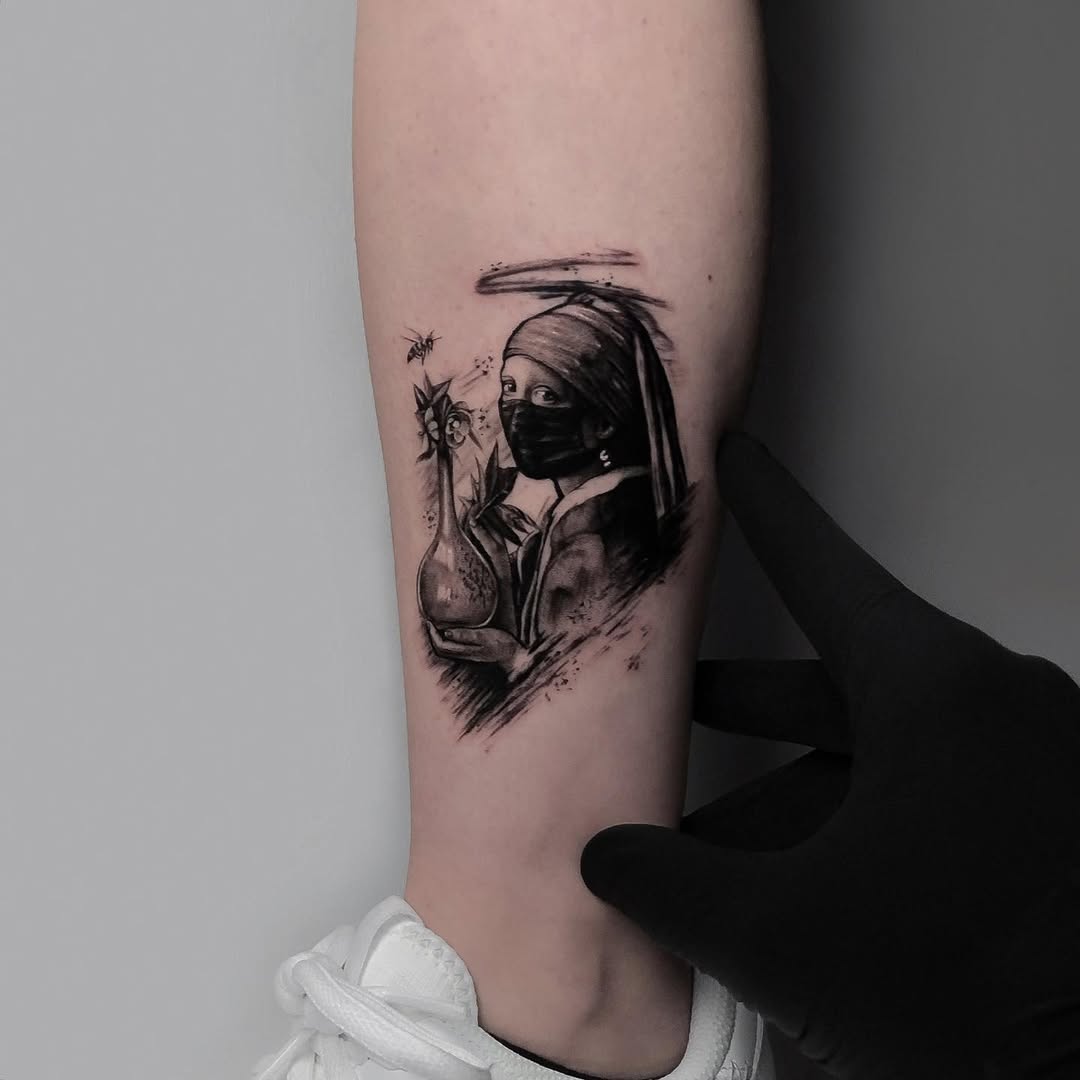 Contemporary twist on classic art tattoo