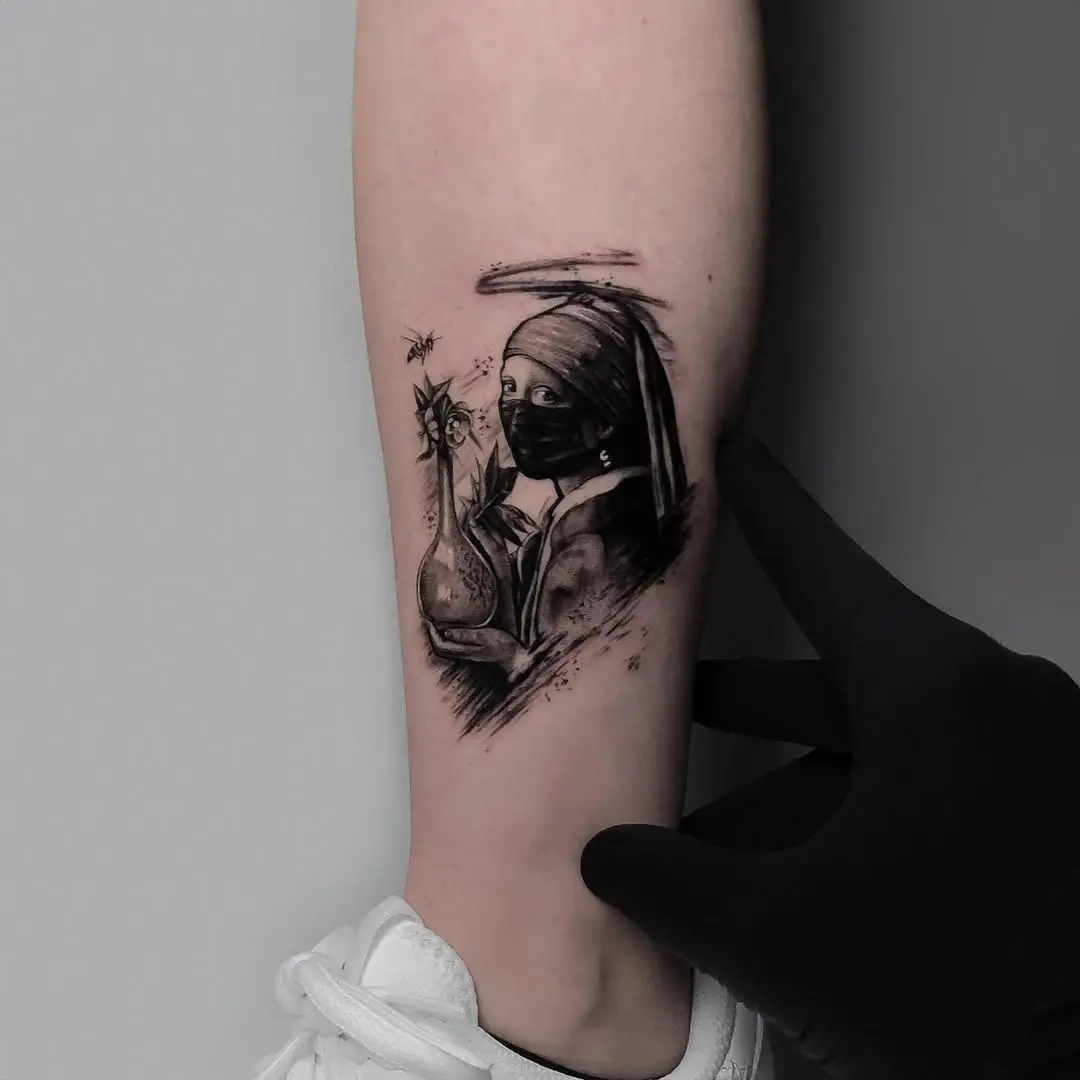Contemporary twist on classic art tattoo