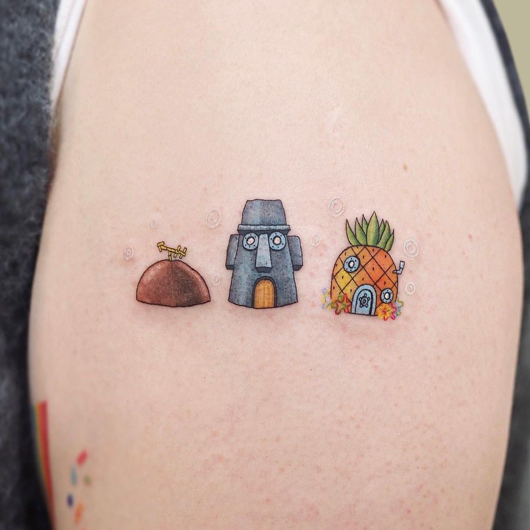Whimsical SpongeBob-inspired tattoo designs