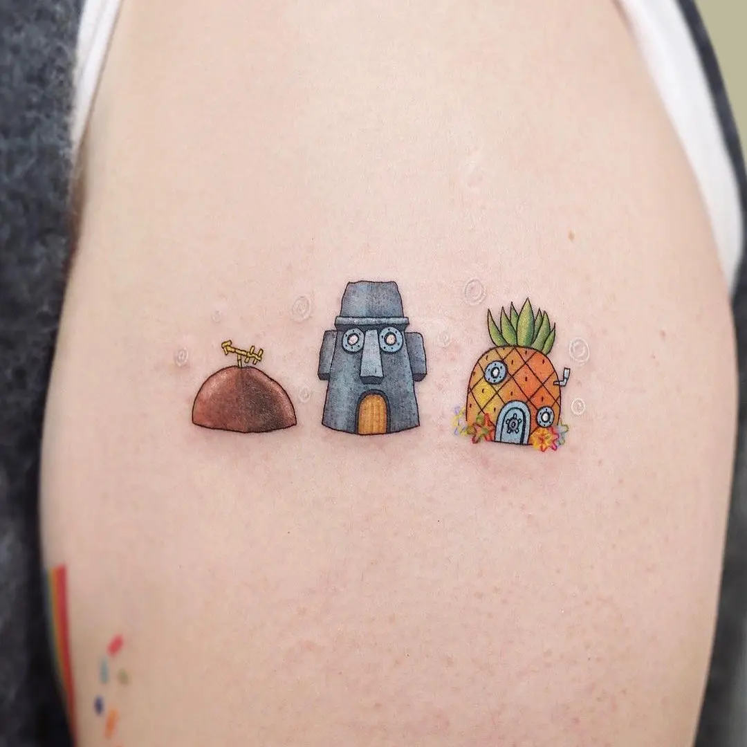 Whimsical SpongeBob-inspired tattoo designs