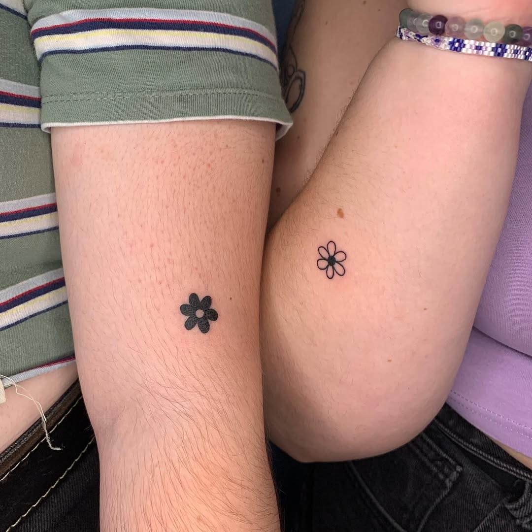 Minimalist flower tattoos for best friends