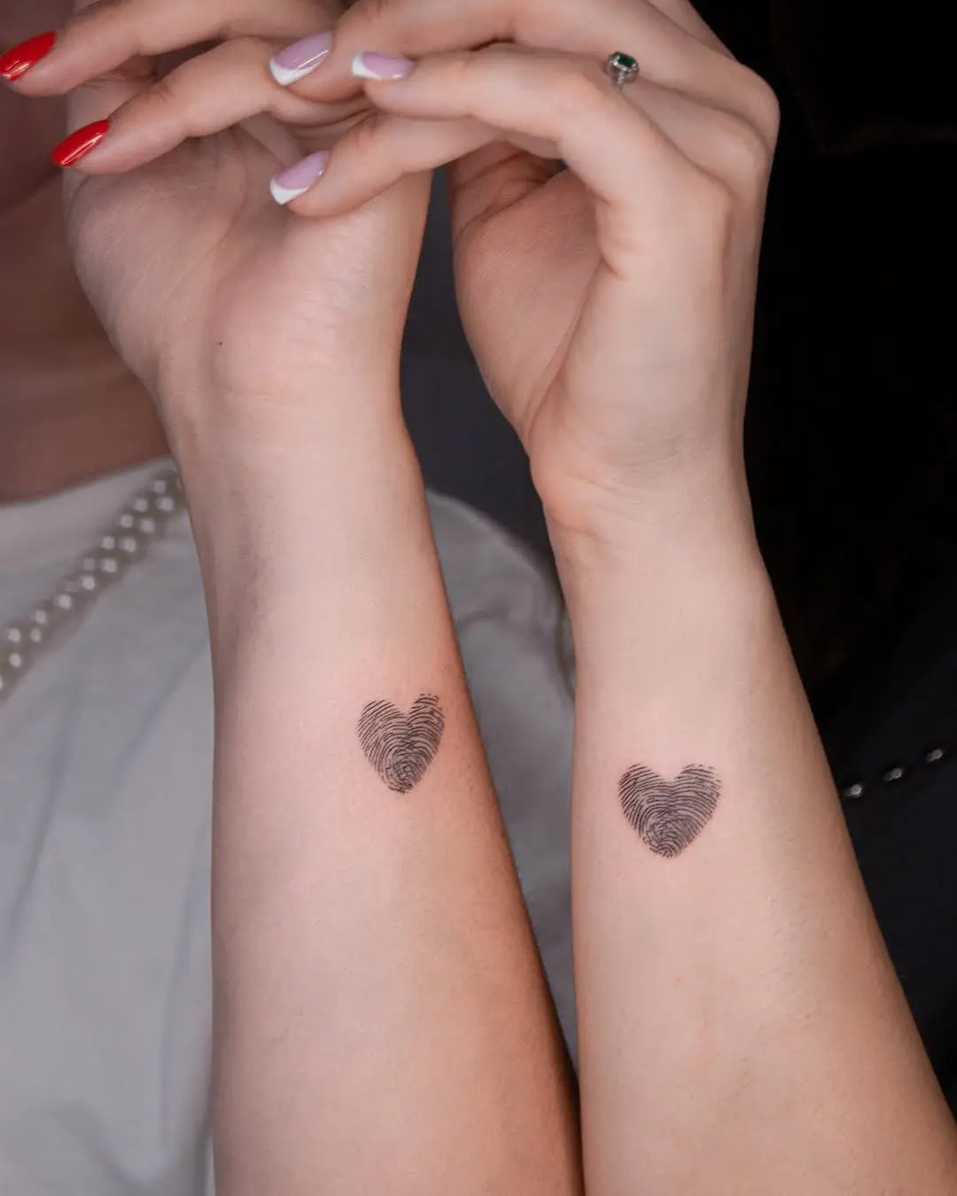 Unique fingerprint heart best friend tattoos