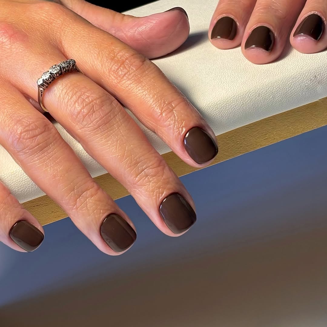 Sophisticated brown nails with stylish accents