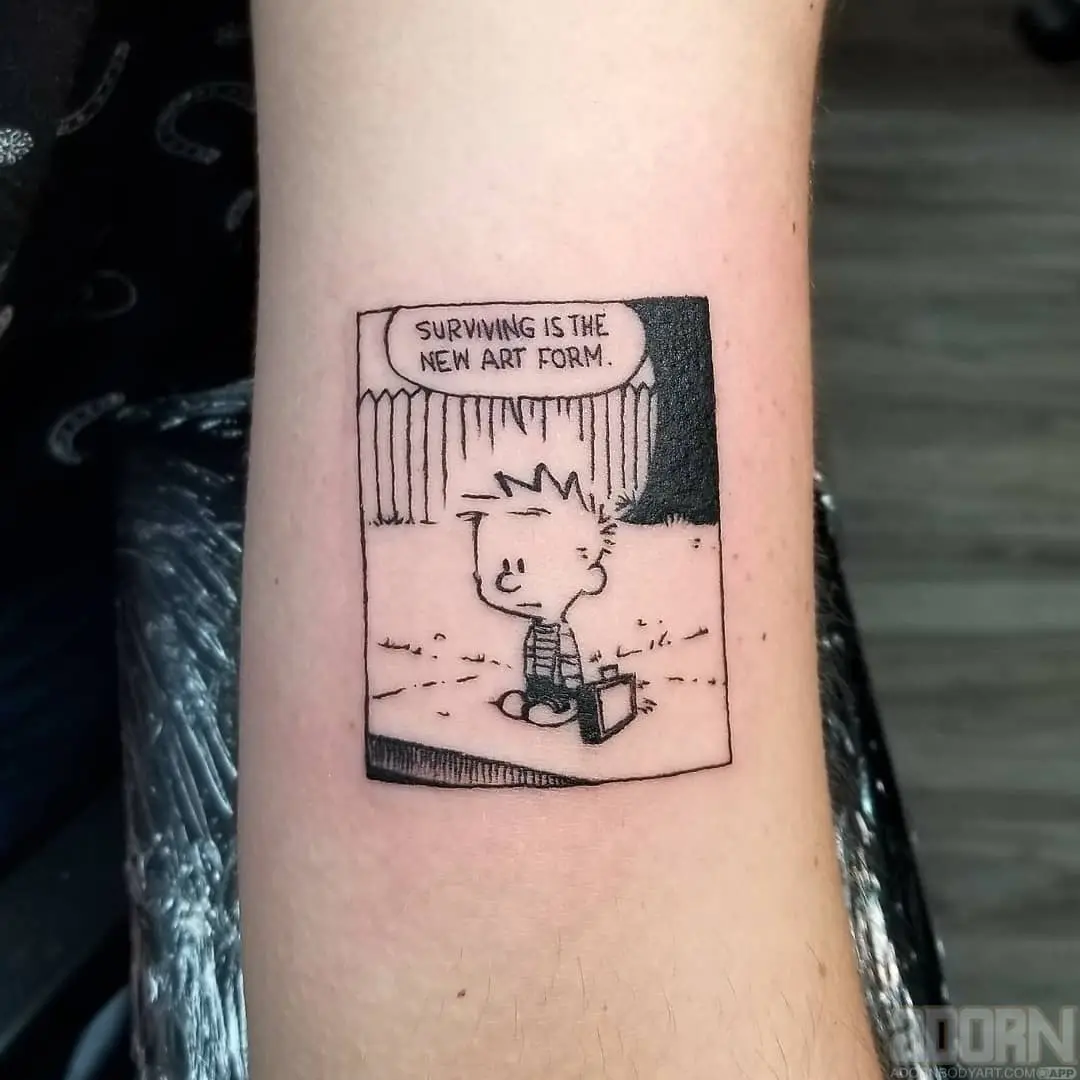 Vintage comic quote tattoo with deep meaning