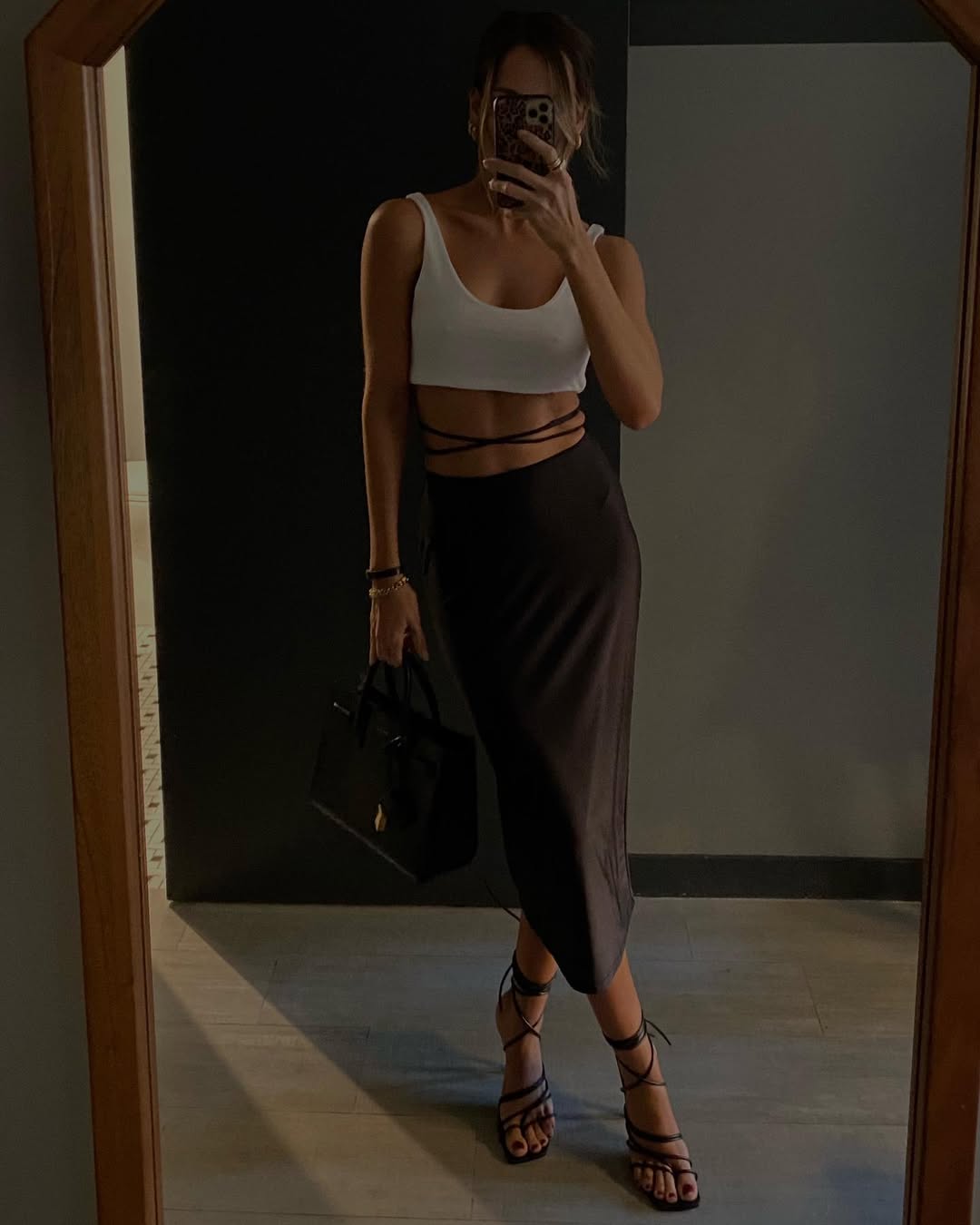 Stylish Midi Skirt with Crop Top Ensemble