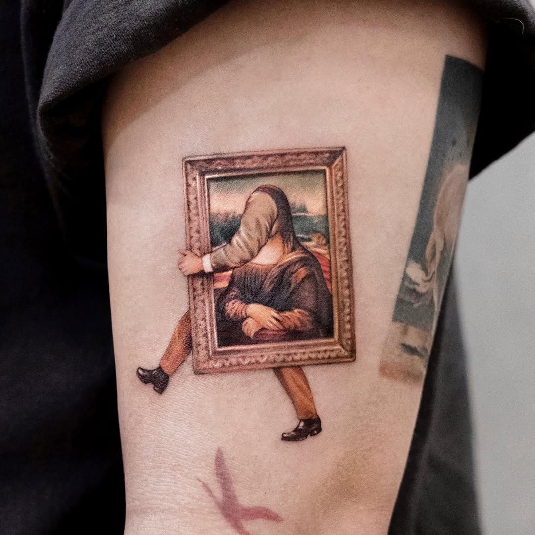 Unique Mona Lisa Art Tattoo Concept