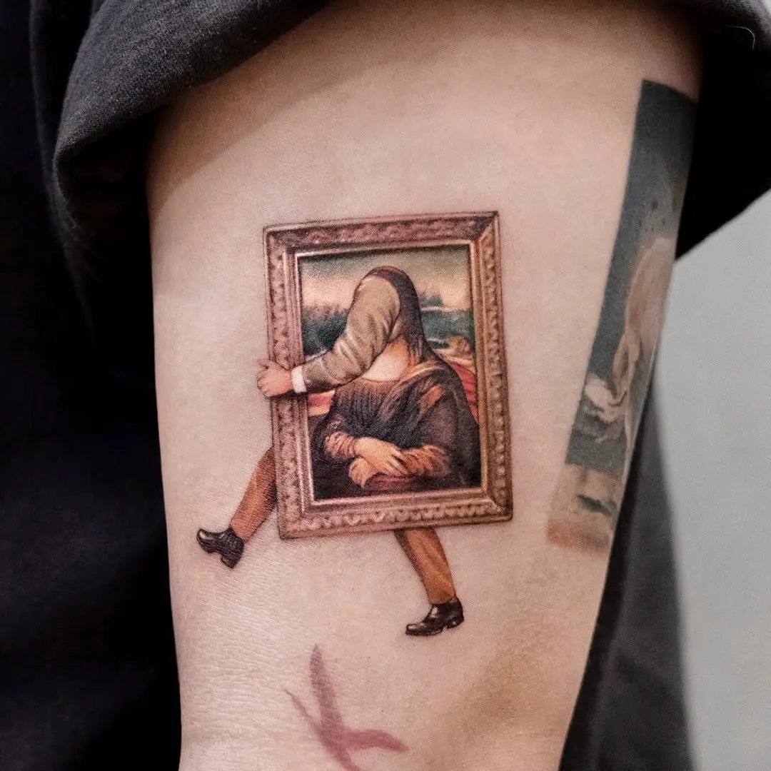 Unique Mona Lisa Art Tattoo Concept