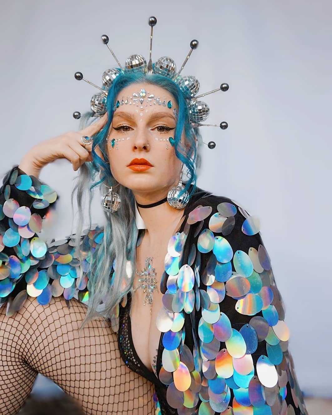 Vibrant Disco Outfit with Sparkling Elements