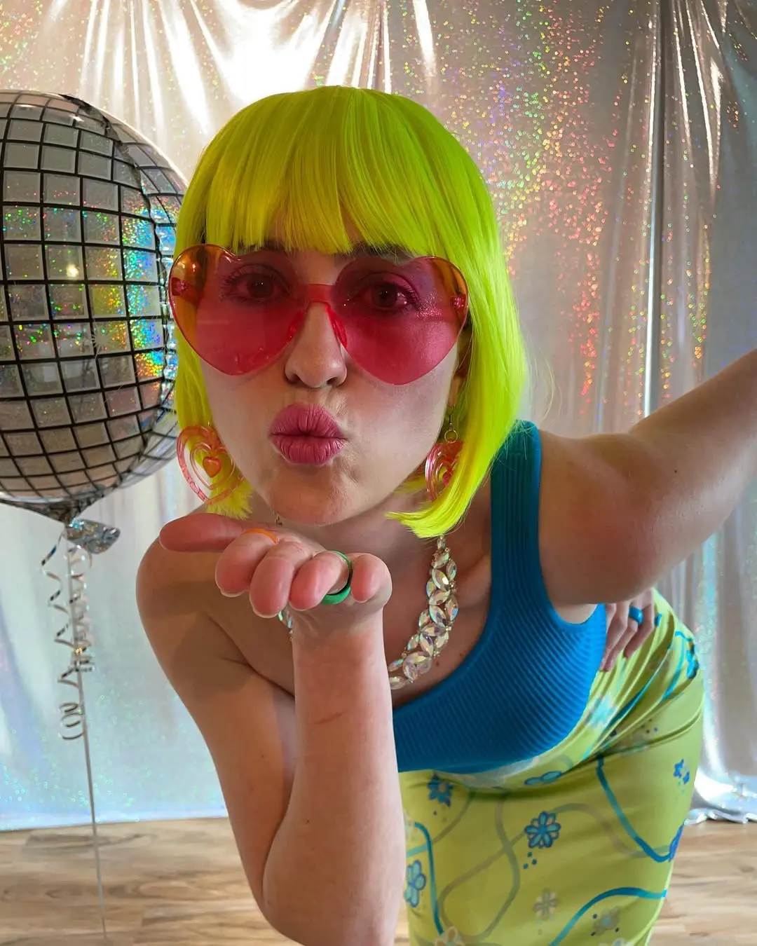 Bright and playful disco-inspired fashion statement