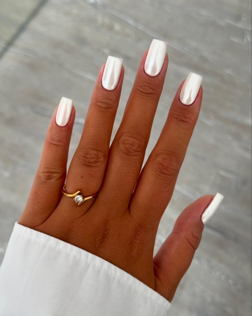 Chic and Polished White Nails on Display