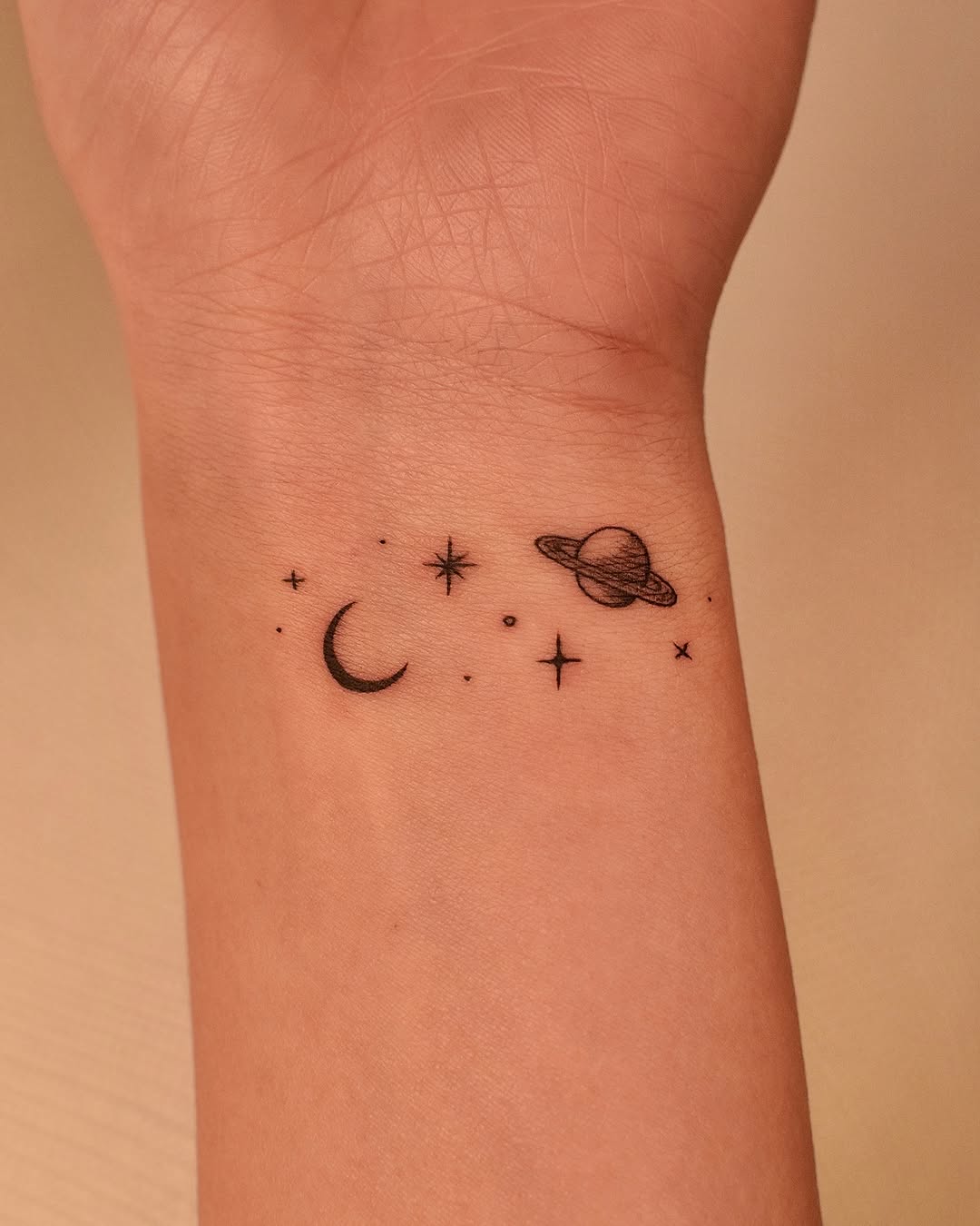 Celestial Fine Line Tattoo Design Inspiration