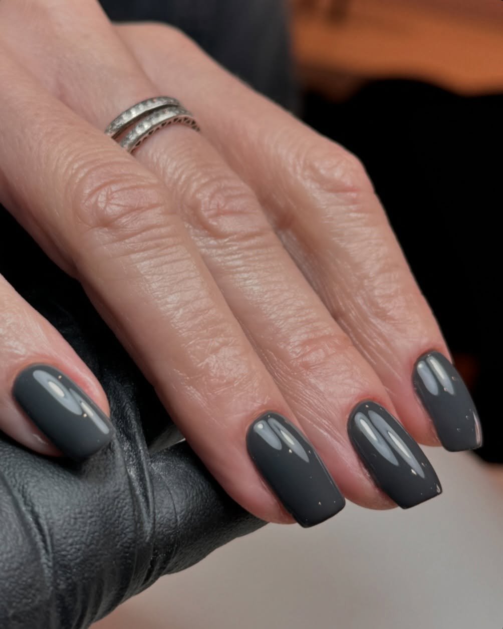 Sleek grey nails for a sophisticated touch