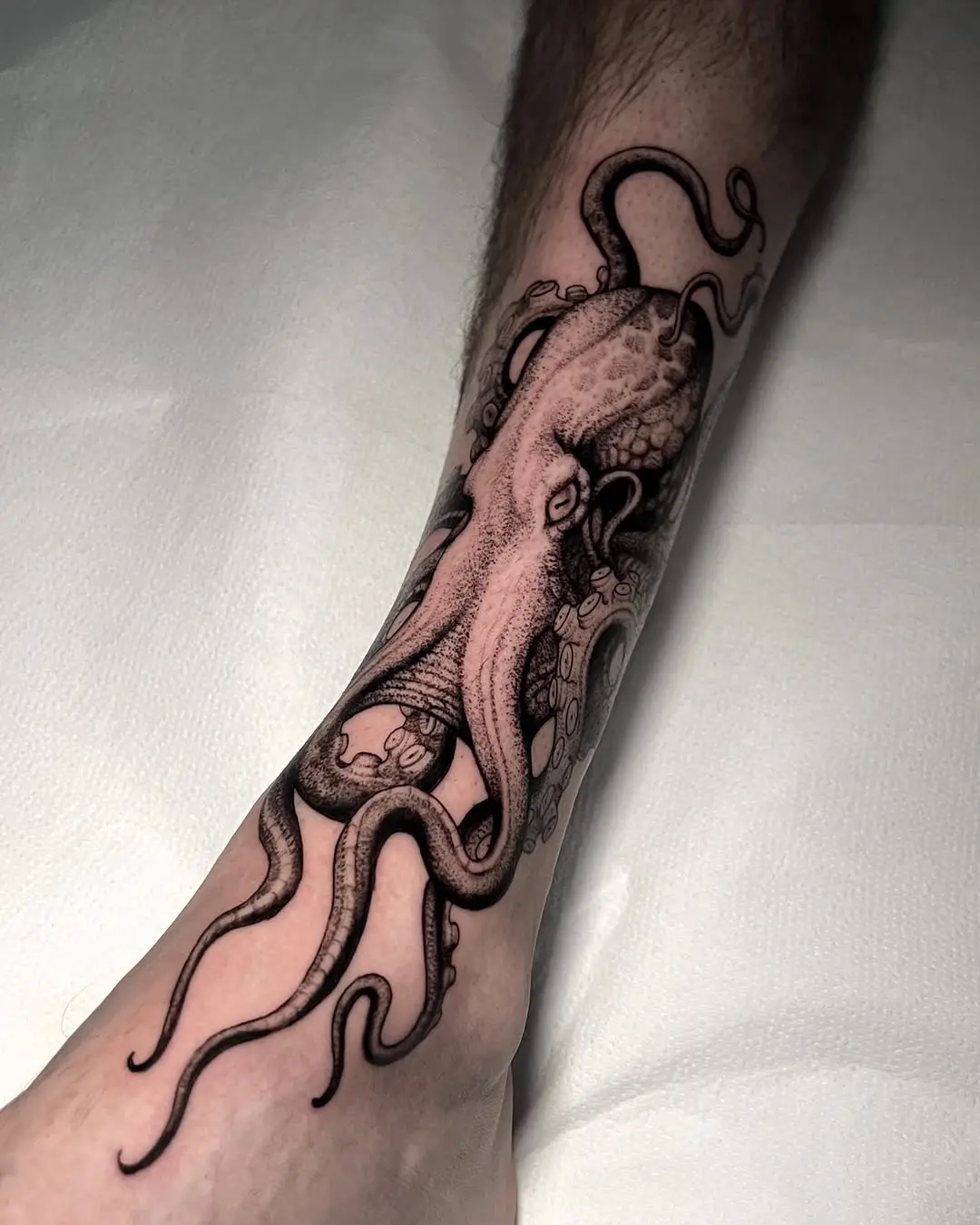 Stunning black and gray octopus tattoo design