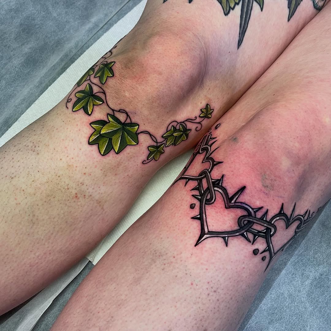 Floral and edgy knee tattoo concepts