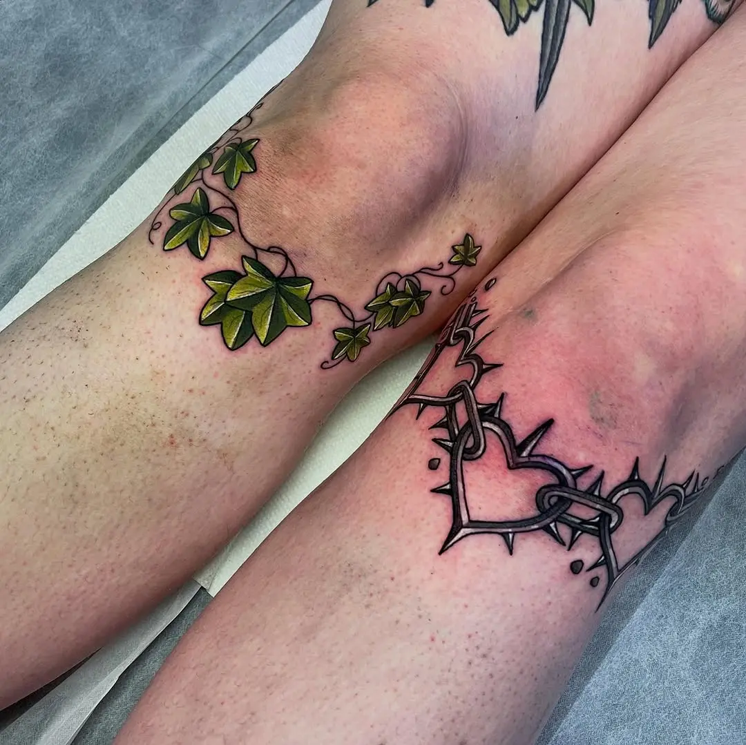 Floral and edgy knee tattoo concepts