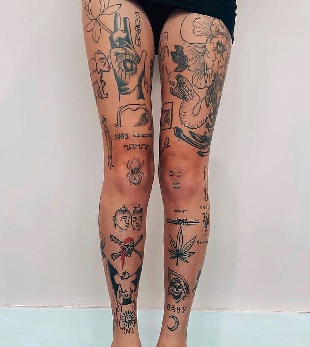 Unique leg tattoos showcasing diverse artistic styles