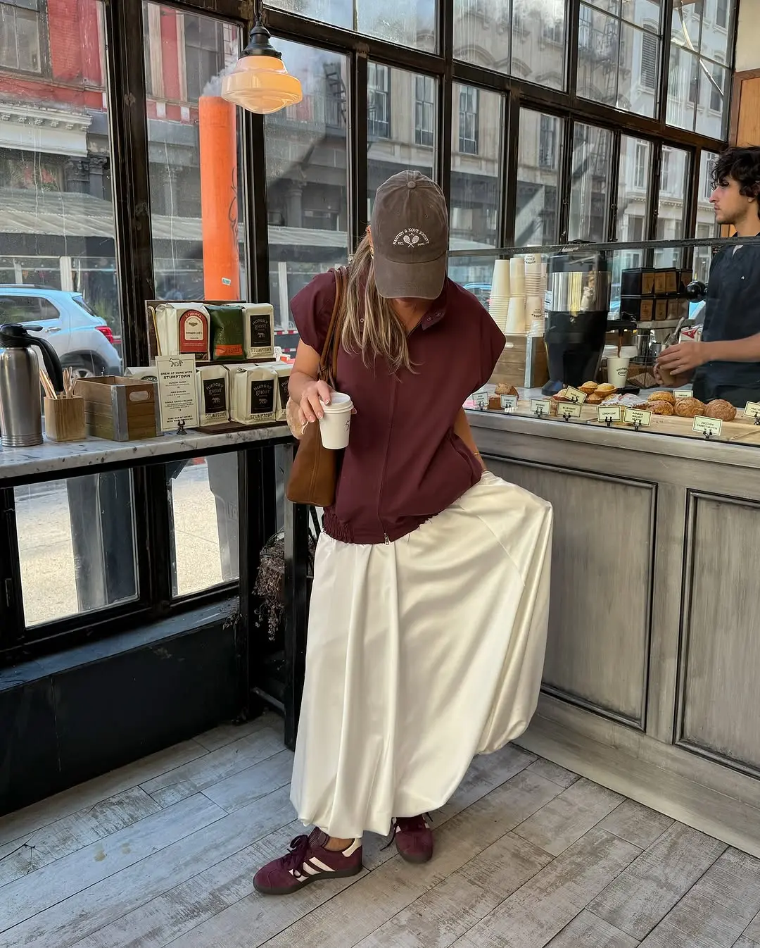 Chic Midi Skirt with Casual Coffee Vibes